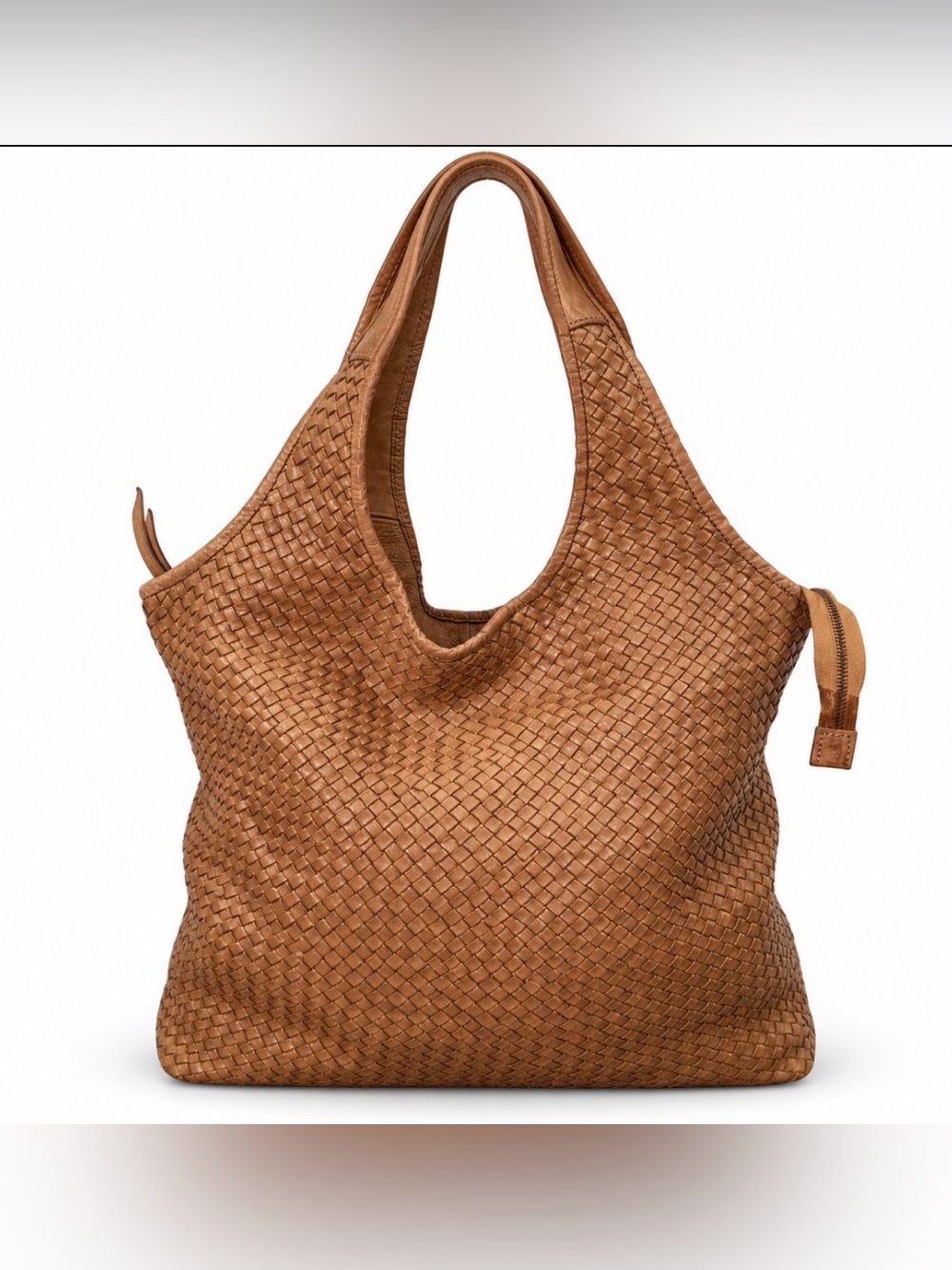 Vintage Platania Woven Leather Hobo Bag Tote Tan Made in Italy Purse Large Size